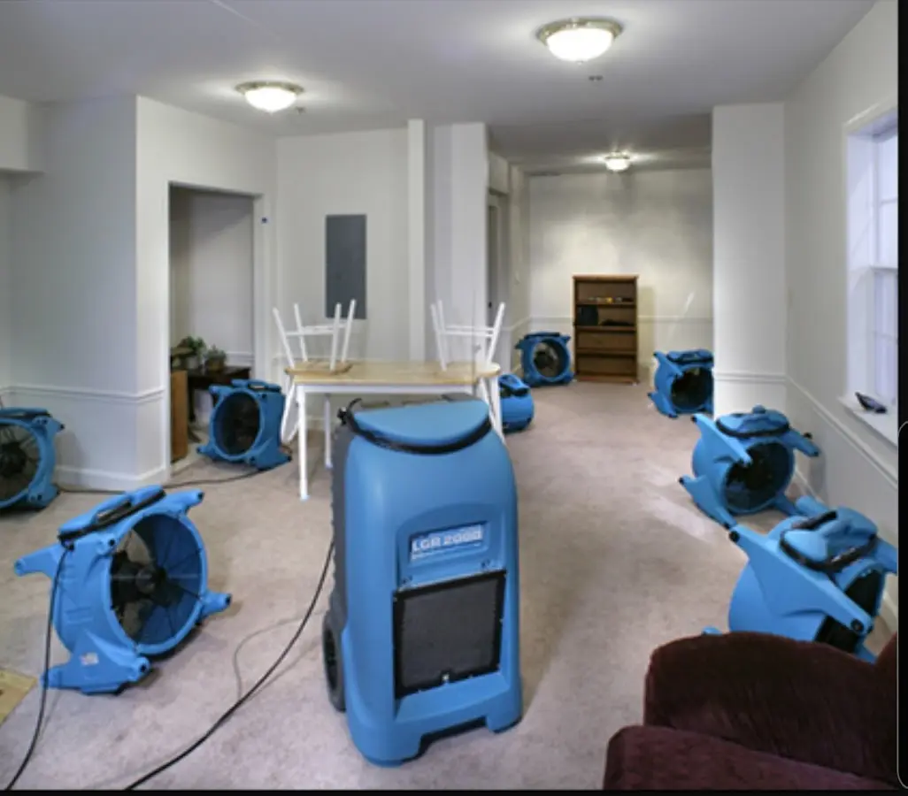 Air movers and dehumidifier setup for Water Damage Restoration in Scotch Plains