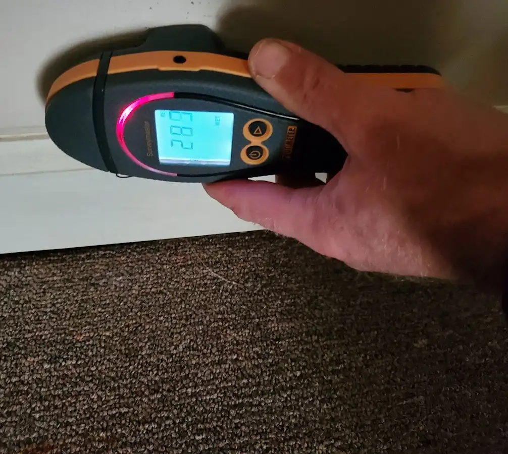 Moisture detection at baseboard during Burst Pipe Cleanup in Scotch Plains